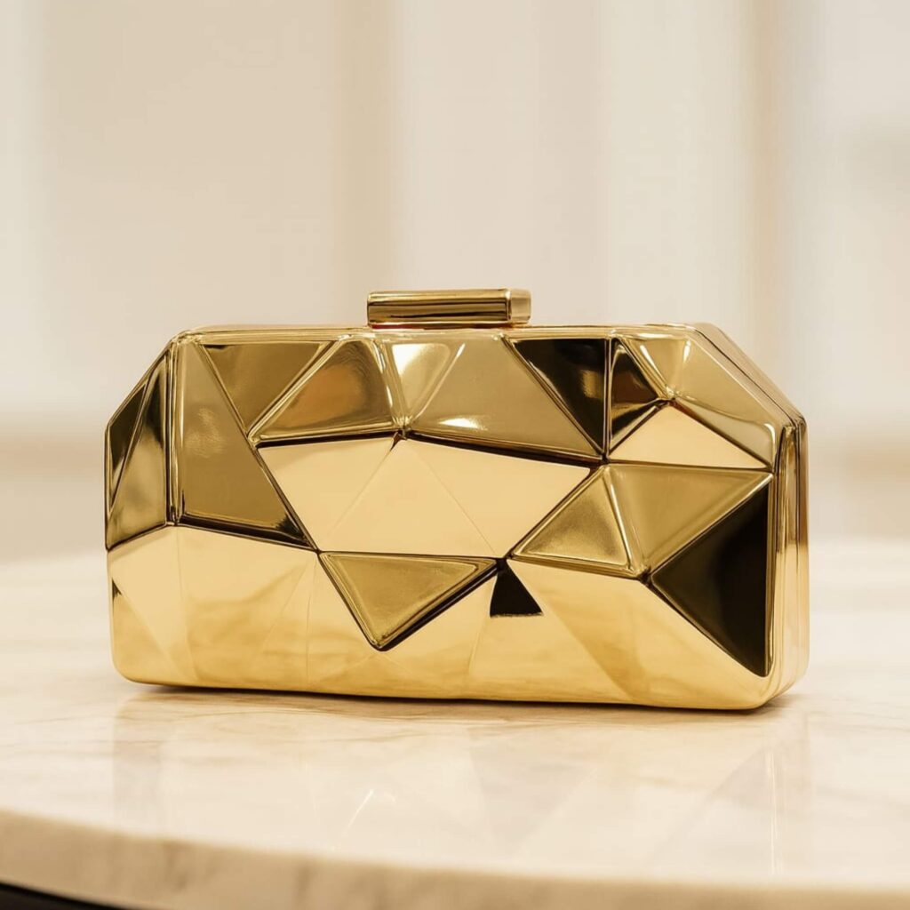 golden fancy metal clutch